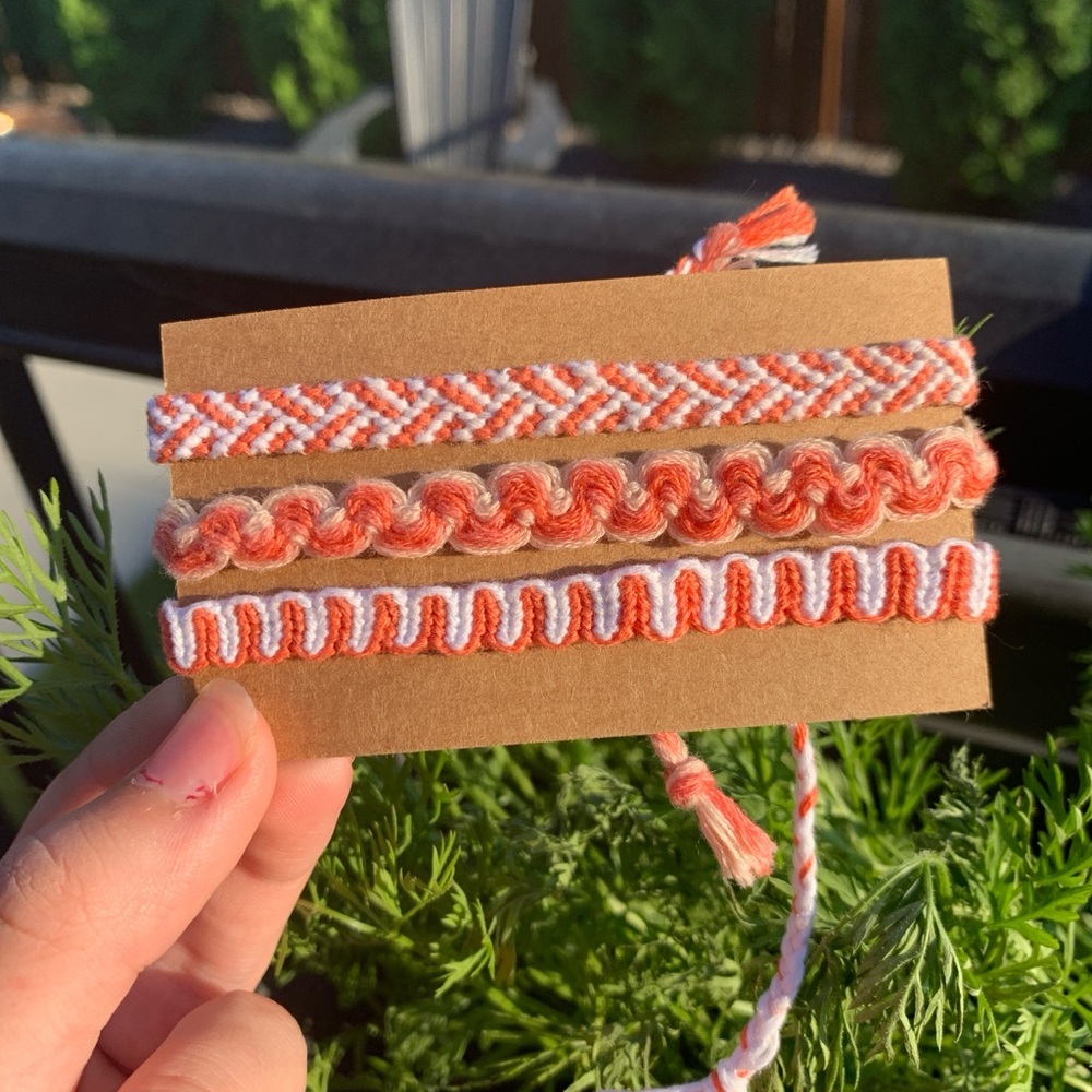 Cute Orange and White Handmade 3 bracelet set
